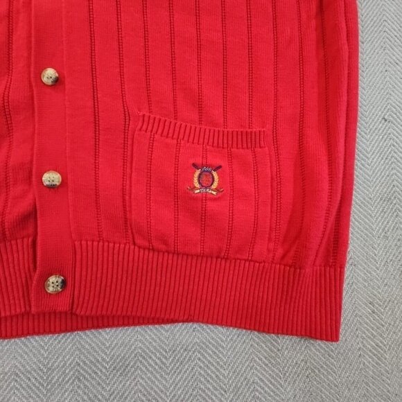Tommy Hilfiger Sweater Men's XXLarge Red Button Up Sleeveless Vest NWT - Picture 2 of 14